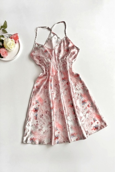 Gece İncisi Cămașă de noapte din satin - Imprimat Floral