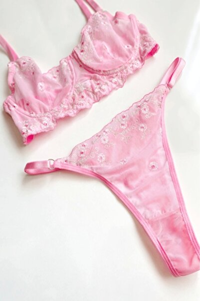 gc gece incisi Σετ σουτιέν με κεντητό λουλούδι