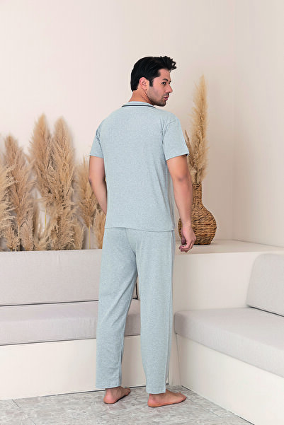 Sude HOMEWEAR Men's Short Sleeve Shirt Pajama Set