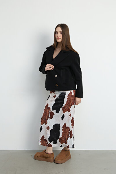 Swass Urban Cow Print Satin Skirt