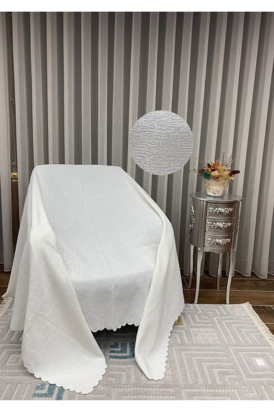 Sivalde Husa de scaun antiderapante din tesatura chenille alb, husa de canapea extensibila de living/canapea, 160x210 cm, 1 bucată