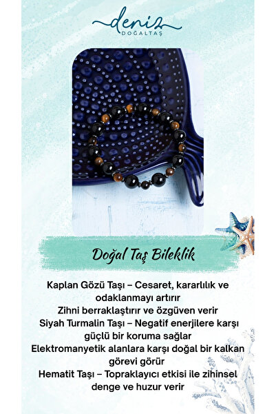 Deniz Doğal Taş سوار من حجر عين النمر والتورمالين والهيماتيت الطبيعي مع شهادة