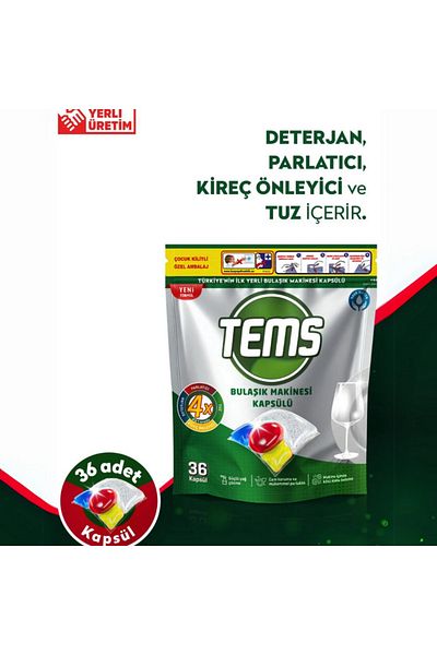 TEMS 36 Pack of 4 Effect Dishwasher Capsules Detergent