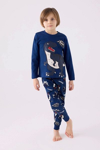 Rolypoly Boy's Navy Blue Long Sleeve Pajama Set
