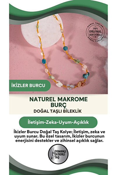 OSMANLI DOĞAL TAŞ Ikizler Burcu Doğal Taş Natürel Makrome Kolye
