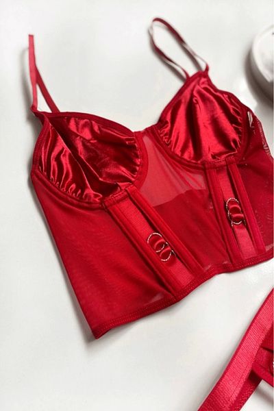 Gece İncisi Bustier Set - Ring Detailed
