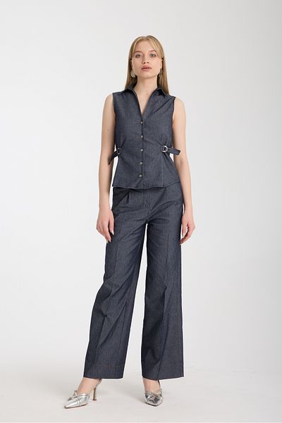 Swass D Buckle Detailed Vest Trousers Suit Viscose Denim