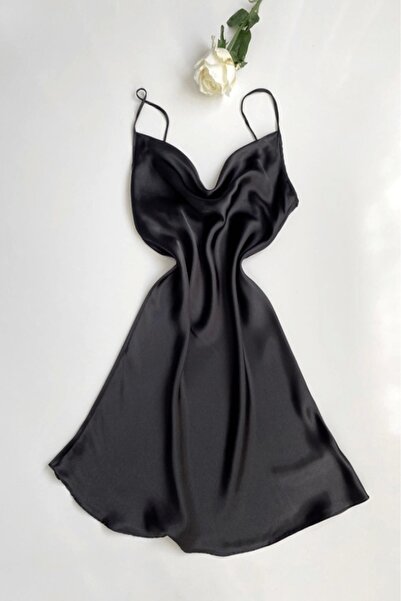 Gece İncisi Cămașă de noapte din satin cu guler