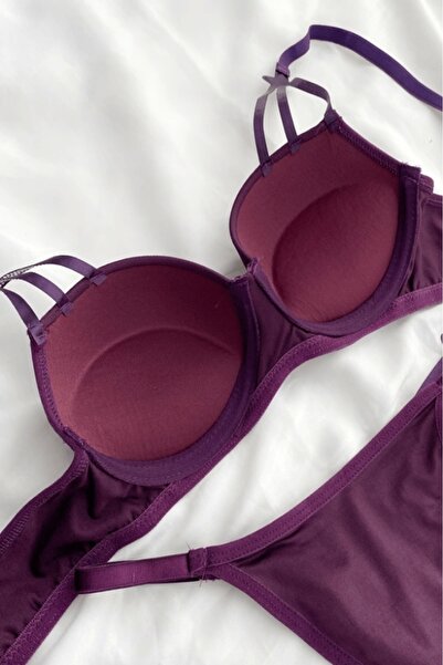 Gece İncisi Purple Star Detailed Supported Bra Set