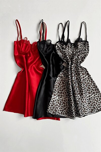 Gece İncisi Set cămașă de noapte din satin moale cu detaliu din dantelă în 3 ...