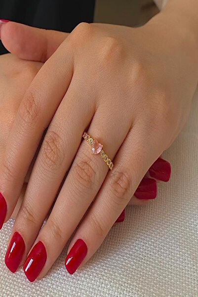 DEMOKAN خاتم نسائي بحجر الزركون على شكل قلب وزركون مستورد مقاوم للتشوه وقابل للتعديل