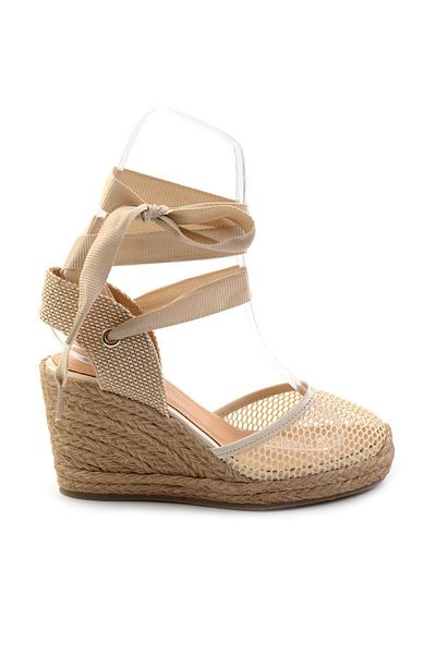 Bambi Beige Women's Wedge Heeled Shoes K01718002422