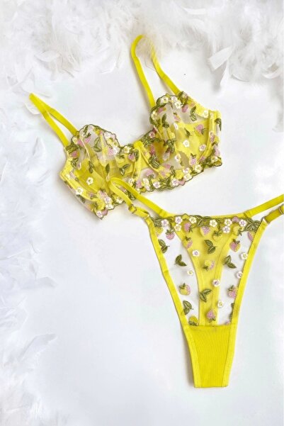 Gece İncisi Кольоровий бюстгальтер з квітковим візерунком