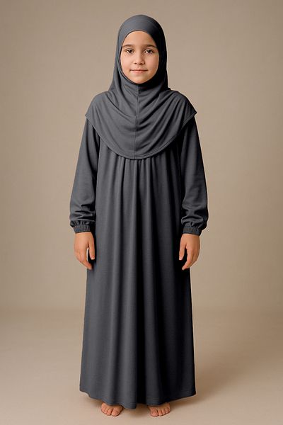 Sonbaharmoda Φόρεμα Hijab για κορίτσια - Βαμβακερά, ελαστικά μανίκια, ρούχα προσευχής με μαντίλα