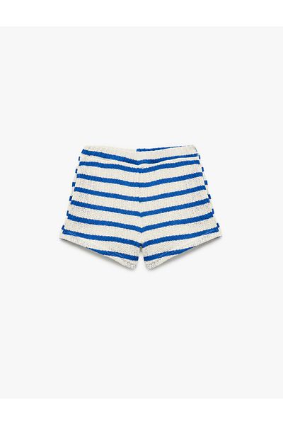 Koton Pantaloni scurți ajurat din amestec de bumbac - cu talie elastică