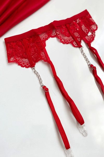 Gece İncisi Lace and Chain Detailed Garter Belt
