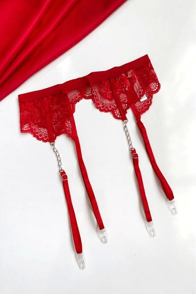Gece İncisi Lace and Chain Detailed Garter Belt