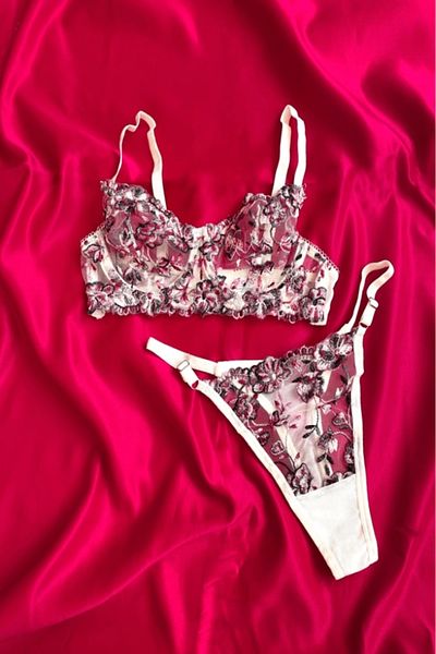Gece İncisi Set sutien brodat floral