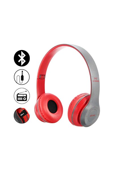 P47 Wireless Bluetooth Headphones With Radio And Mp3, Red