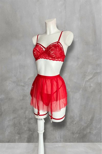 Gece İncisi Skirted Leg Apparatus Garter Suit