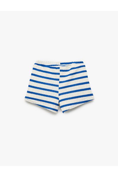 Koton Pantaloni scurți ajurat din amestec de bumbac - cu talie elastică