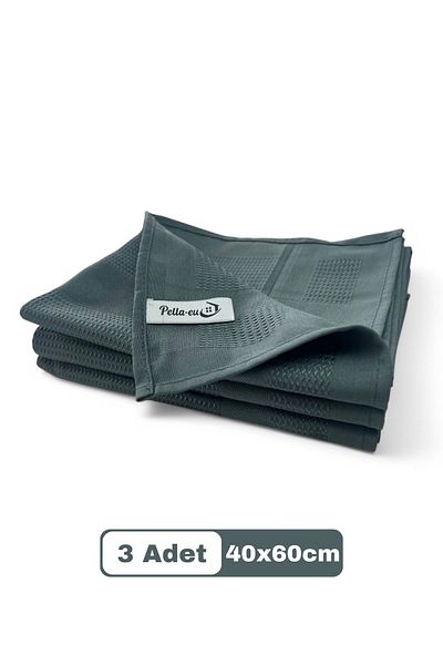 PELLA-EU Microfiber Glass Cloth 3 Pieces General Cleaning Cloth Kitchen Bathroom Surface 3-Piece Dark Gray