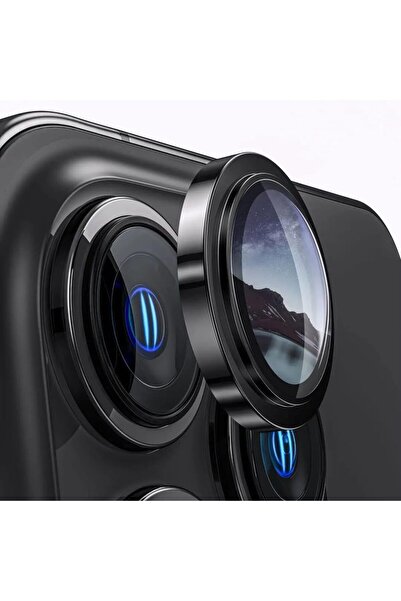 PiyasaSepeti Apple iPhone 12 Pro Max Gerçek Cam Safir Lens Koruma Siyah