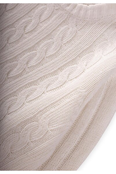 Cigit 1-8 Years Ecru Hair Braided Sweater