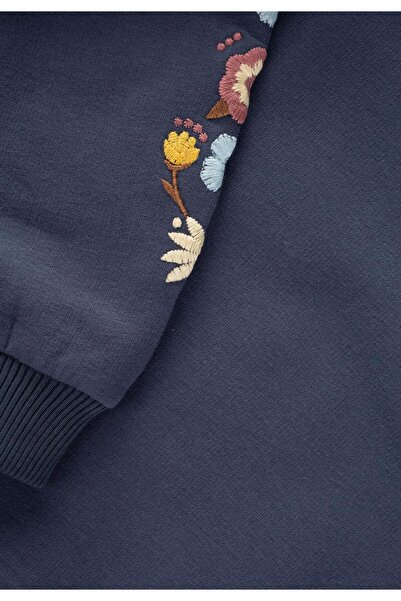 Cigit Vyšívaná mikina s rukávem Věk 2-10 Námořnická modrá