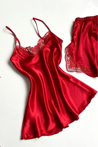 Gece İncisi Sahra Satin Shorts Set