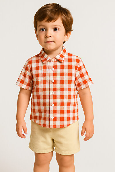 2kids2mom Set de cămașă și pantaloni scurți din muselină pentru băieți (2-8 ani)