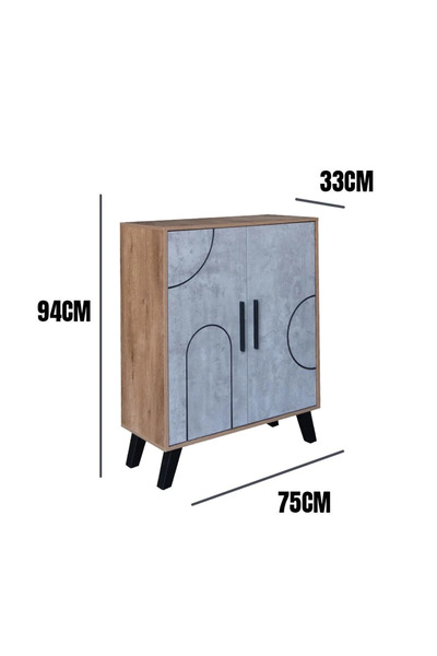 Generic Two-Door Shoe Cabinet with 4 Shelves - Brown and Grey