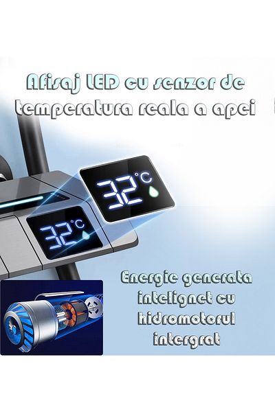 SellerRasov doar pregatiti Set Coloana Dus Cu Afisaj Led, Senzor Temperatura Si 4 Moduri De Curgere, Gri Inchis