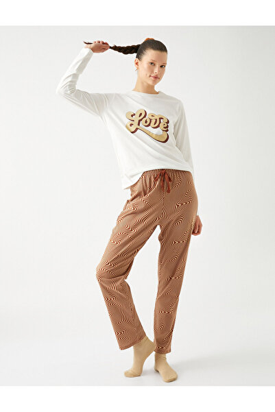 Koton Pyjama-Set aus bedruckter, gemusterter Baumwolle mit langen Ärmeln