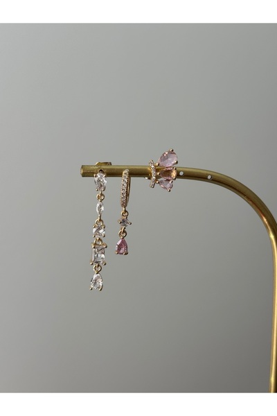 XUPING JEWELRY 316l 3’lü Zirkon Taşlı Çelik Küpe Paslanmaz Kararmaz