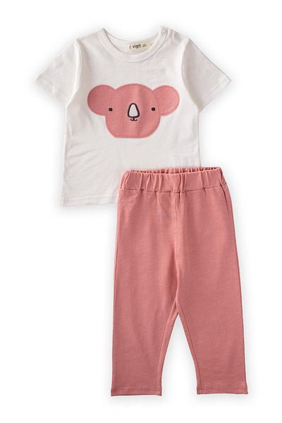 Cigit Koala Appliqued Pajama Set 1-6 Years Ecru