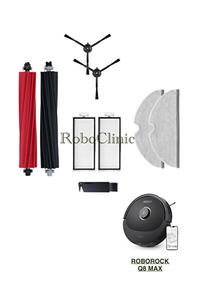 Roboclinic Perie compatibilă cu aspiratorul robot Roborock Q8 Max, Q8 Max Plus, filtru Hepa, set de mop-9 piese