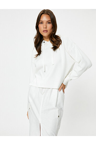 Koton Tricotaj cu glugă Pulover cu mânecă lungă fără umăr