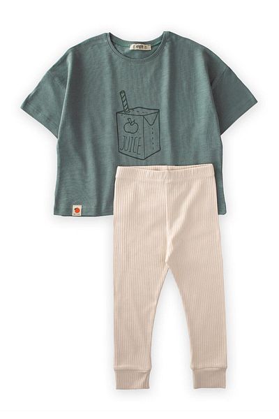 Cigit Juice Printed Tights Set 2-8 Years Green