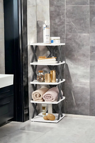 Turkco 5 Katlı Dekoratif Desenli Antrasit Ayakkabı Düzenleyici | Düzenleyici Raf Portatif Dizayn