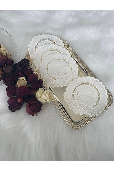 QBR Home 12-Piece Hole Work Embroidered Cocktail Presentation Napkin (12 Pieces)