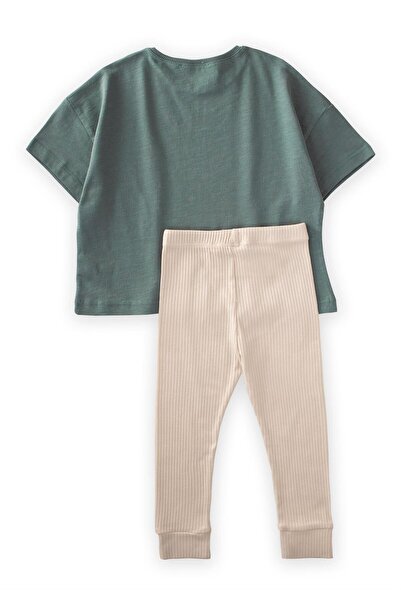 Cigit Juice Printed Tights Set 2-8 Years Green