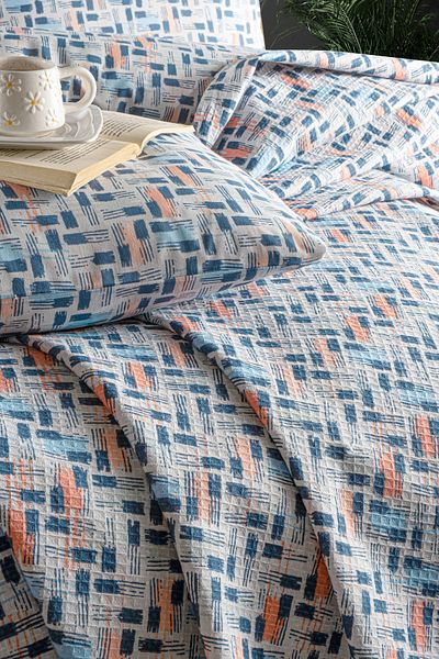 Fabric Box 100% Cotton Single Pique Set Terra Pillow Case Included