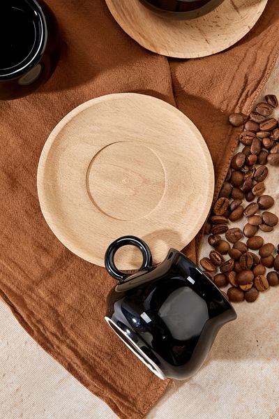 Babion Luxury Wooden Plate 6 Pieces Gift Tea Cup and Coffee Cup Coaster 11cm