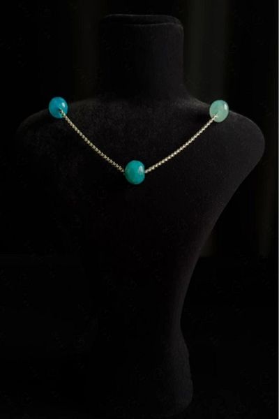 SEVGİLİ TAKI Agate Natural Stone Steel Necklace - Lover Jewelry Collection