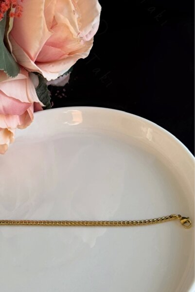 SEVGİLİ TAKI Yassı Model Snake Yılan Gold Çelik Zincir Çocuk Bileklik | MeToo Serisi