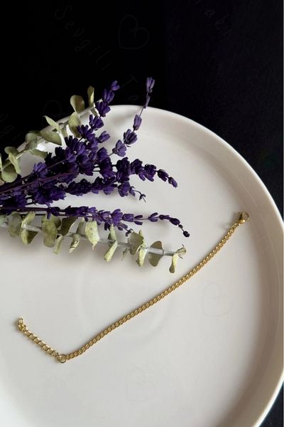 SEVGİLİ TAKI Thin Plain Chain Gold Children's Steel Bracelet| Miracle Series