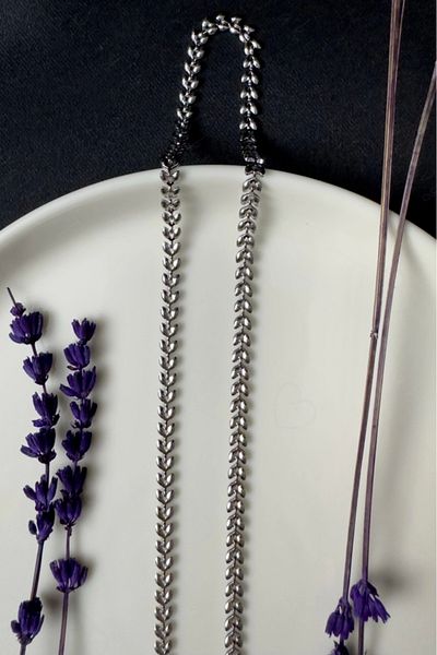 SEVGİLİ TAKI Herringbone / Fishbone Model Steel Chain Necklace |   Blue Series