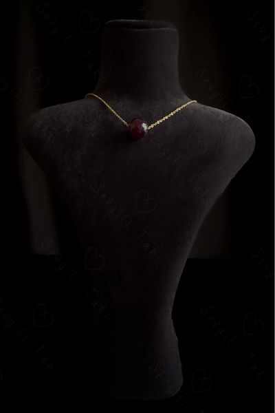 SEVGİLİ TAKI Agate Natural Stone Gold Steel Necklace - Nature Series
