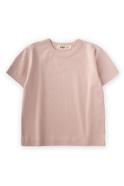 Cigit Corded Powder Pink T-Shirt for Ages 1-5